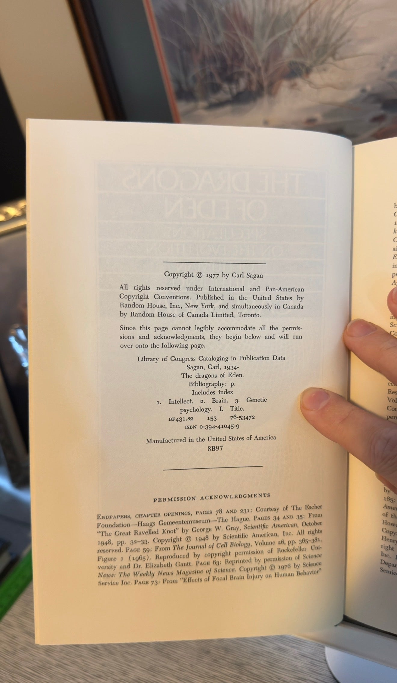 The Dragons of Eden by Carl Sagan | 1977 First Edition Hardcover | Pulitzer Prize Winner