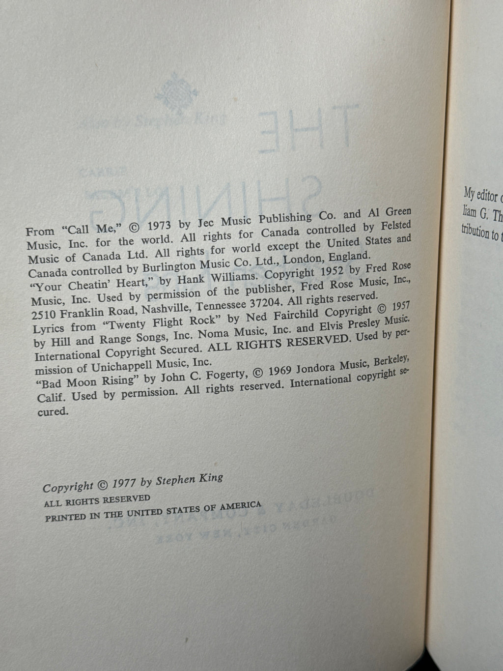 The Shining by Stephen King – Book Club Edition Hardcover w/ Dust Jacket (1977)