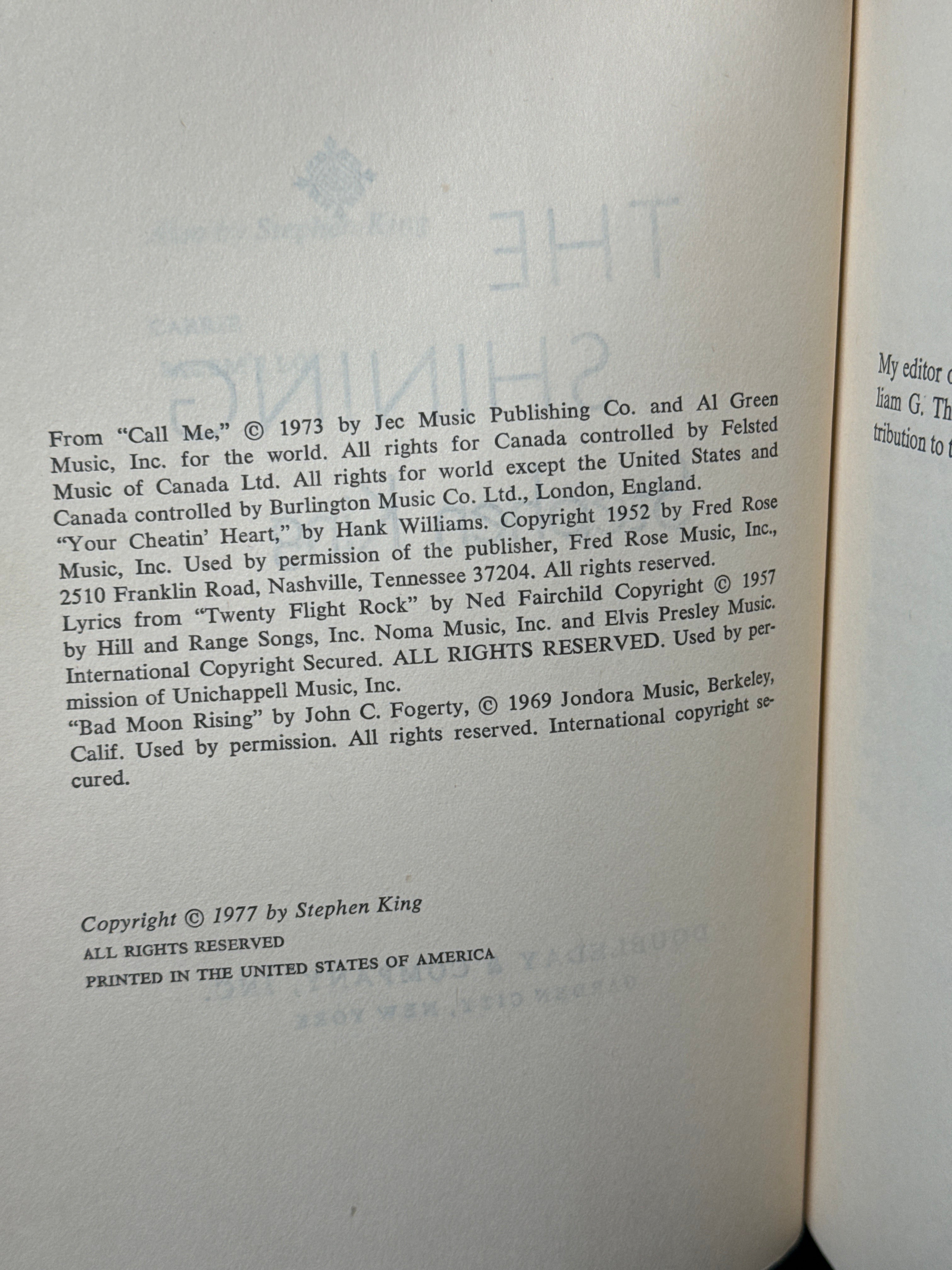 The Shining by Stephen King – Book Club Edition Hardcover w/ Dust Jacket (1977)