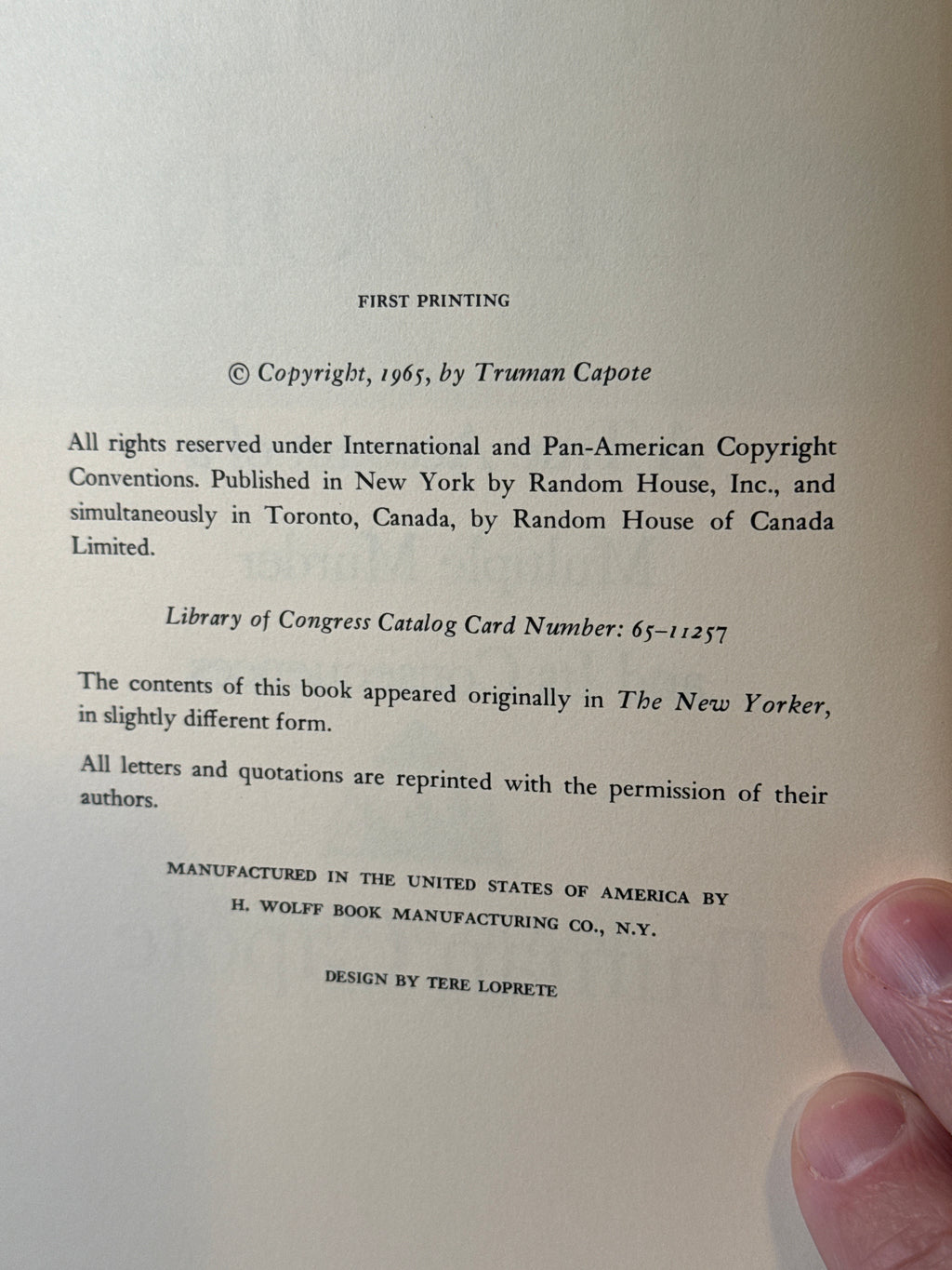 In Cold Blood by Truman Capote | First Edition, First Printing (1965, Random House) | Original 5.95 Jacket | True Crime Classic