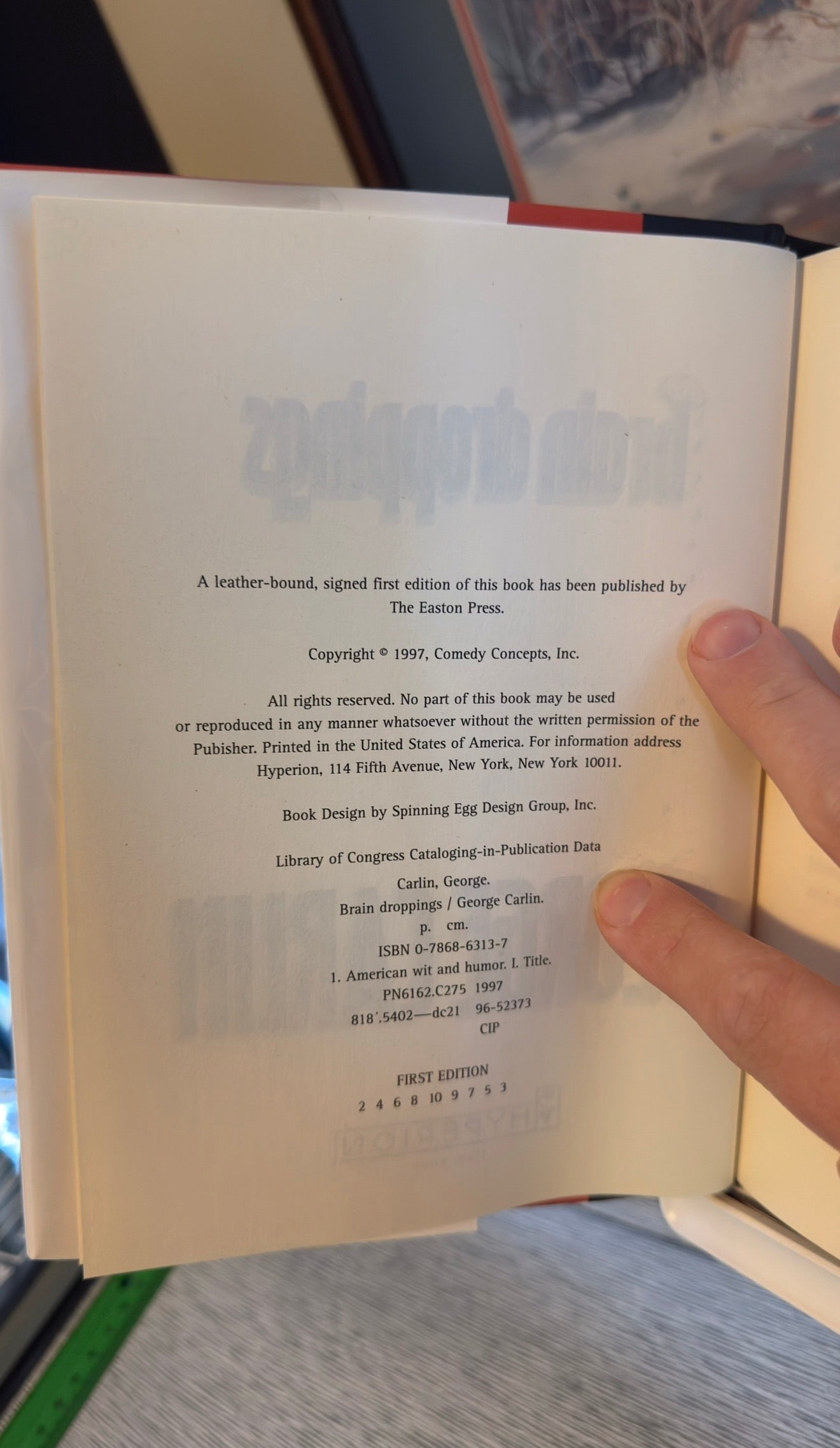 Brain Droppings by George Carlin | 1997 First Edition Hardcover Comedy Classic