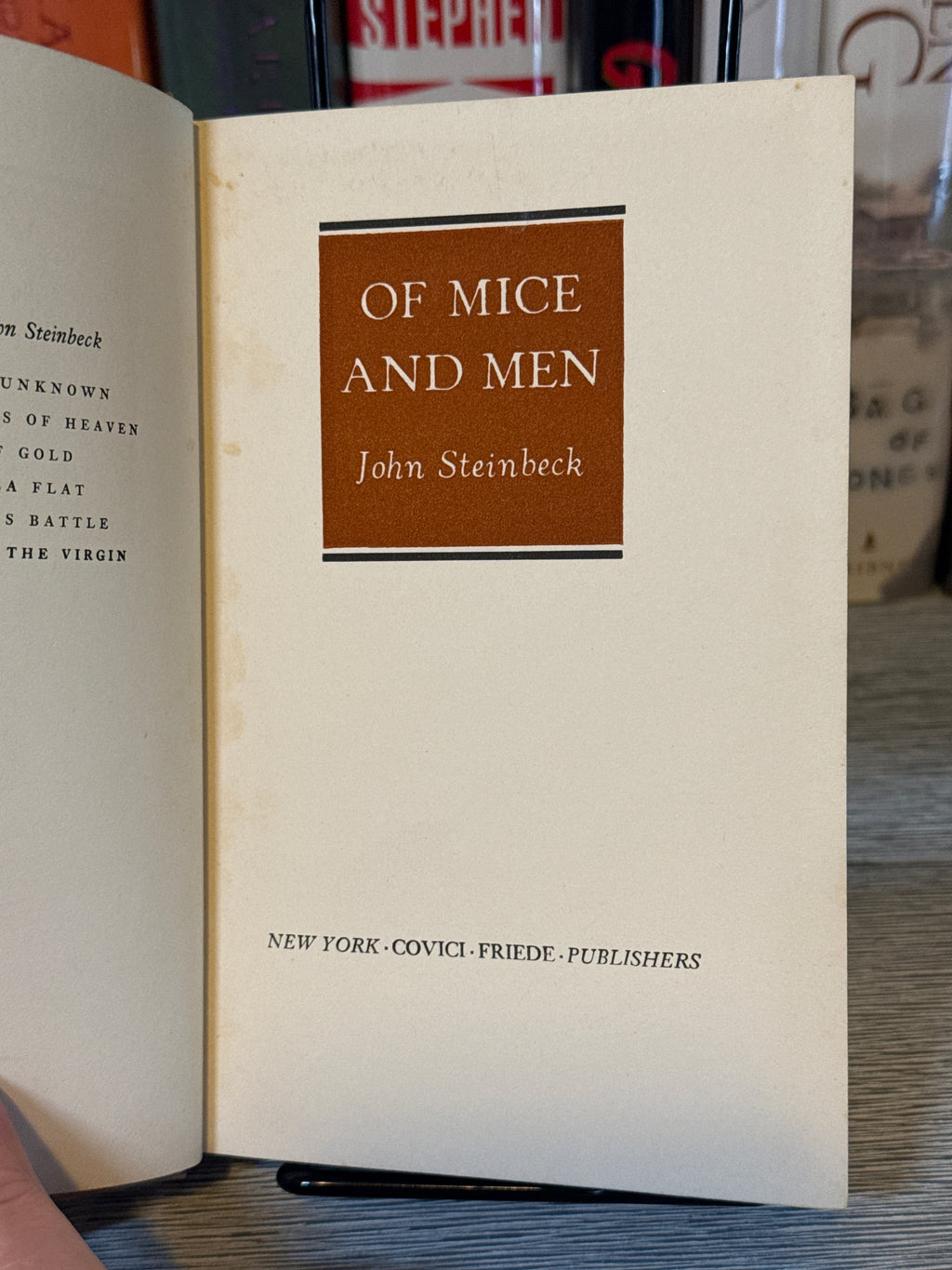 Of Mice and Men by John Steinbeck — Third Printing of the First Edition (1937, Covici Friede, New York)