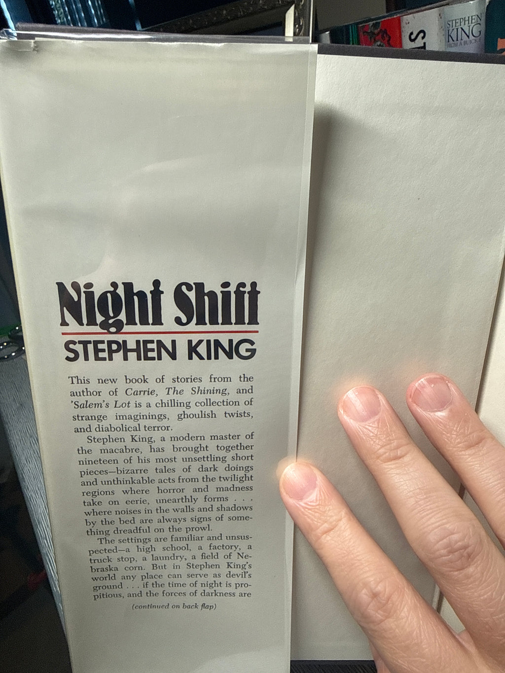 NIGHT SHIFT – Stephen King – 1978 First Edition Book Club Edition – No Price on Dust Jacket