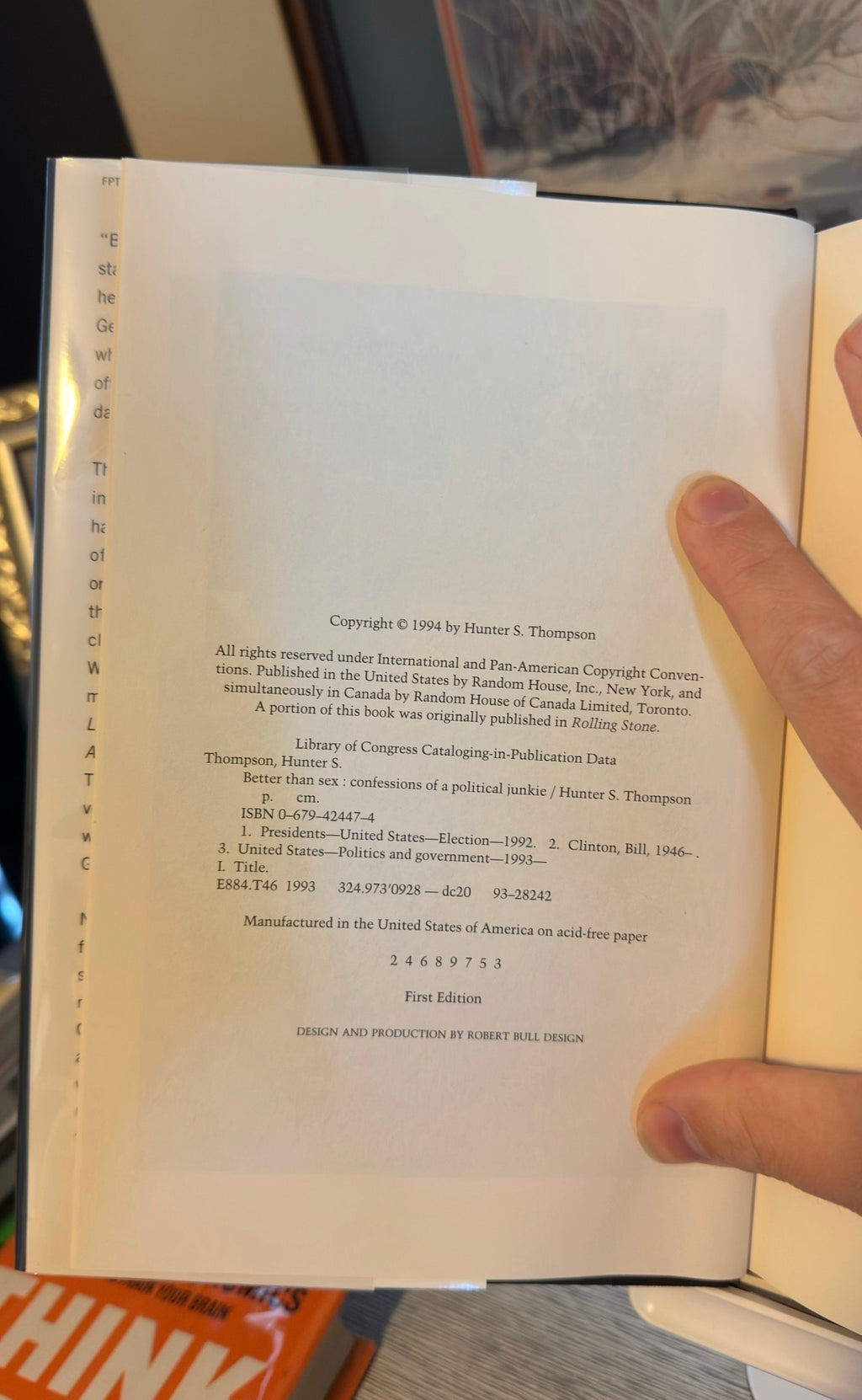 Better Than Sex by Hunter S. Thompson | 1994 First Edition Hardcover Gonzo Journalism