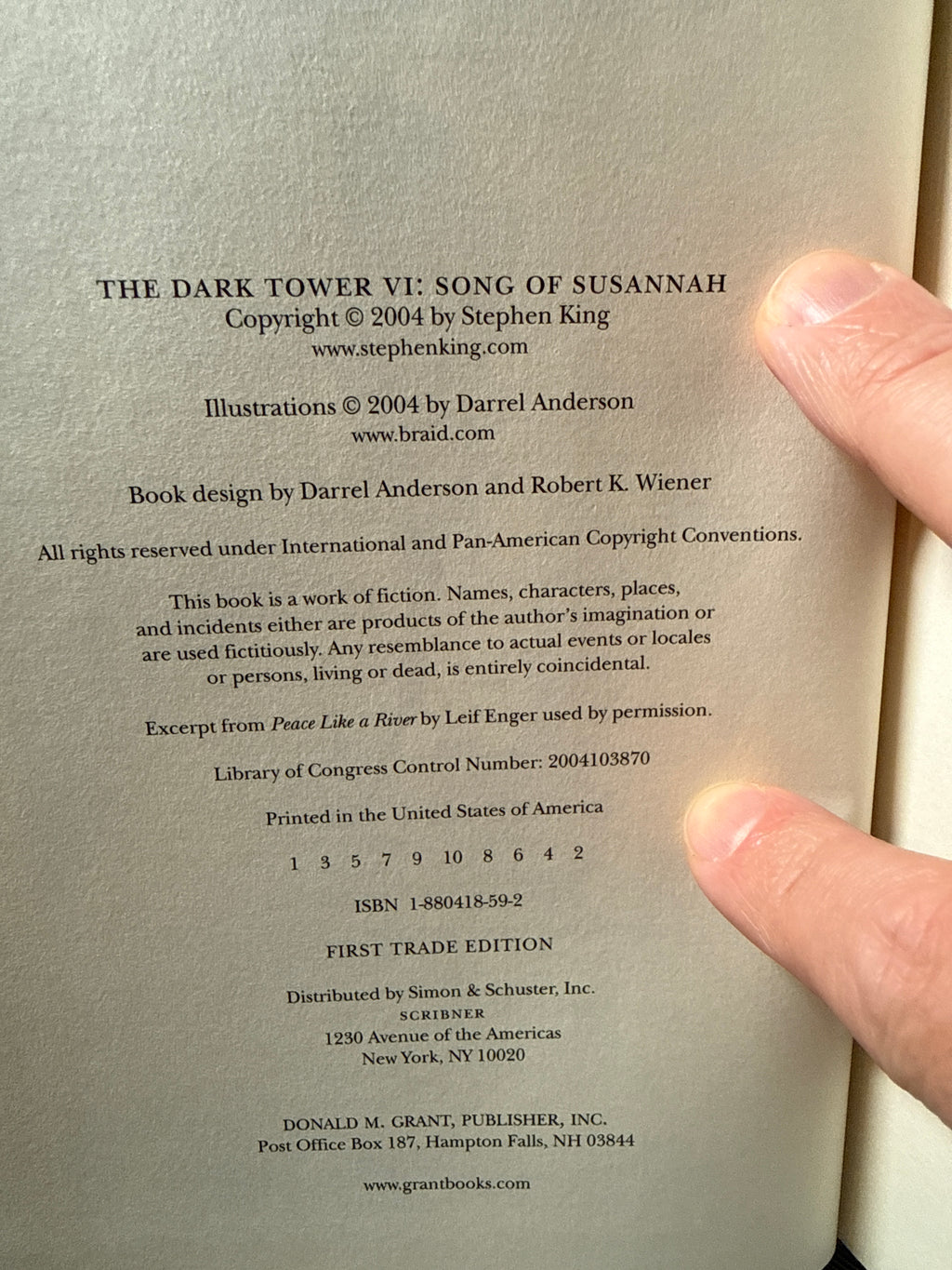 Song of Susannah – Stephen King (First Trade Edition 2004 Hardcover), Unread copy