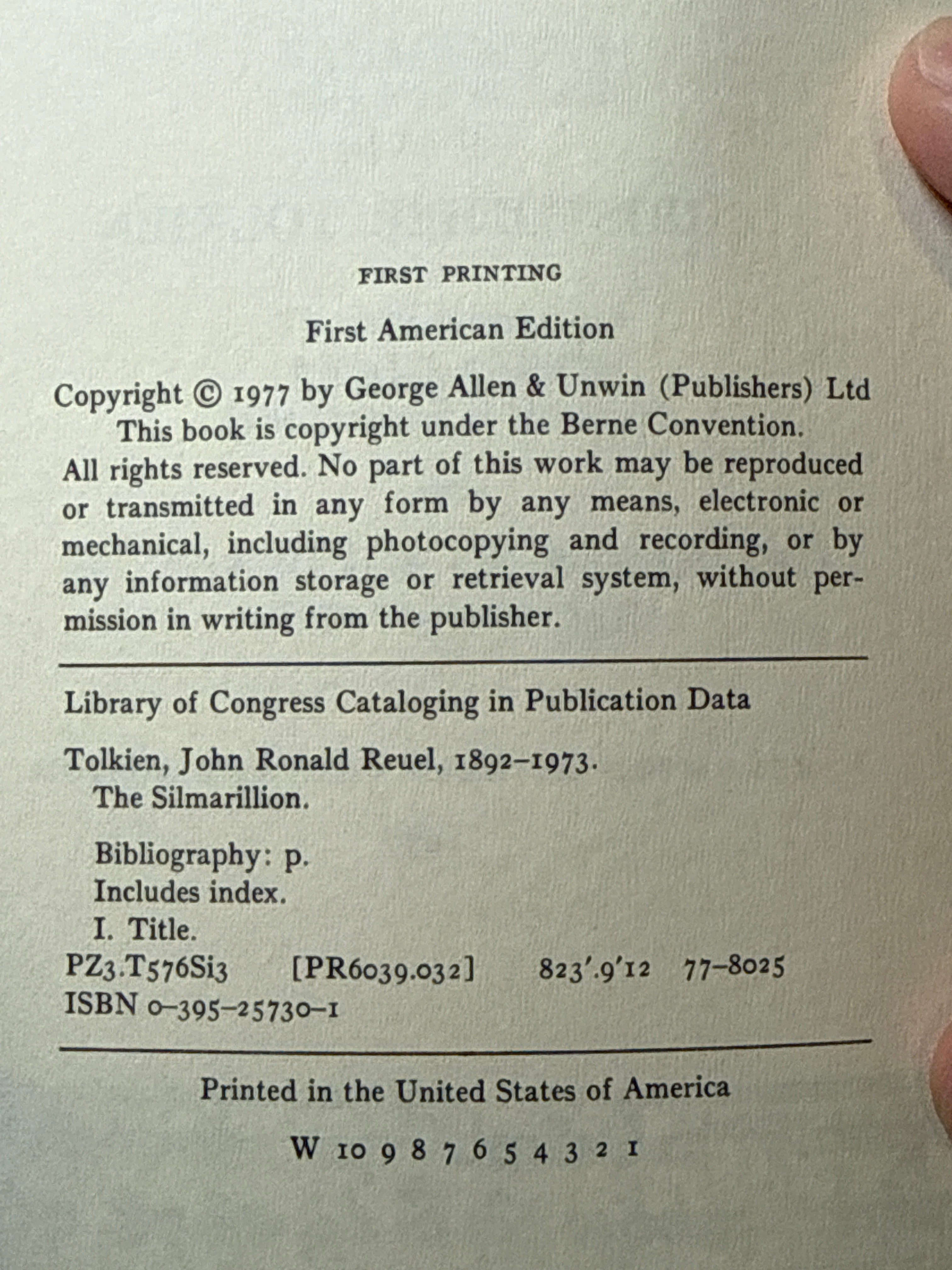 The Silmarillion by J.R.R. Tolkien | First American Edition, 1st Printing (1977, Houghton Mifflin) | Fold-Out Map Included