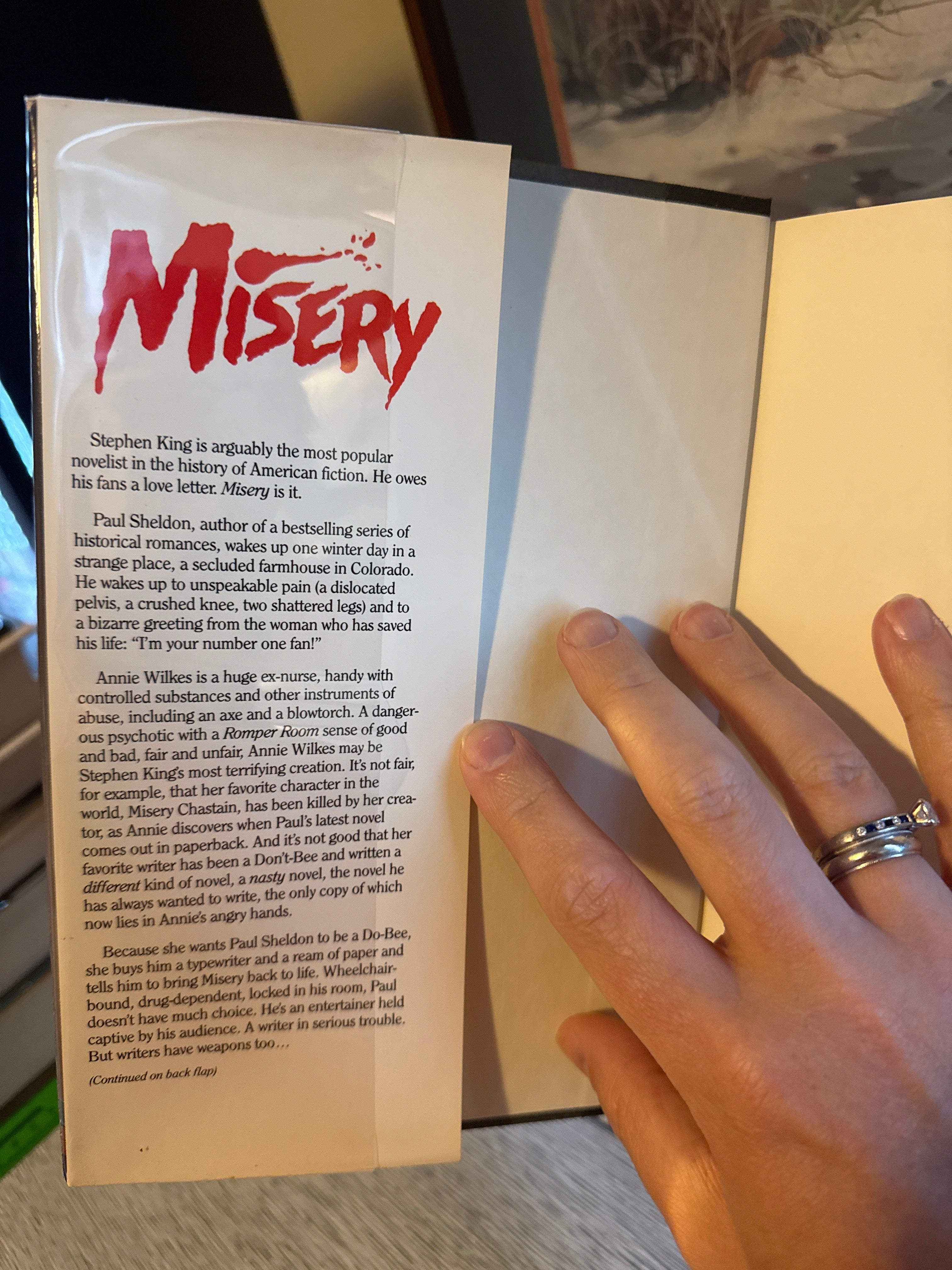 Misery by Stephen King (1987, Viking Hardcover, Dust Jacket with no price)