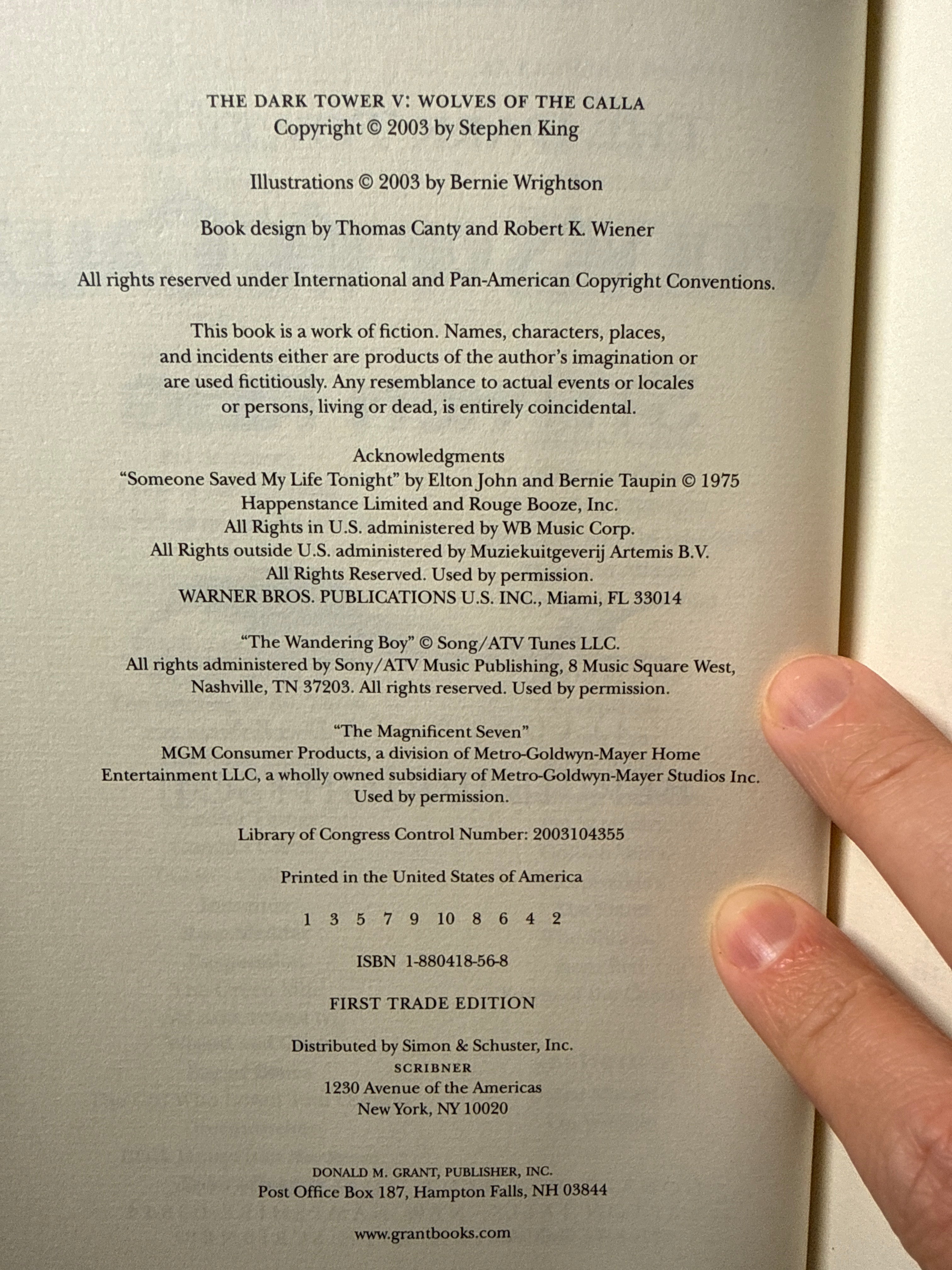 Wolves of the Calla – Stephen King (First Trade Edition 2003 Hardcover), Unread Copy