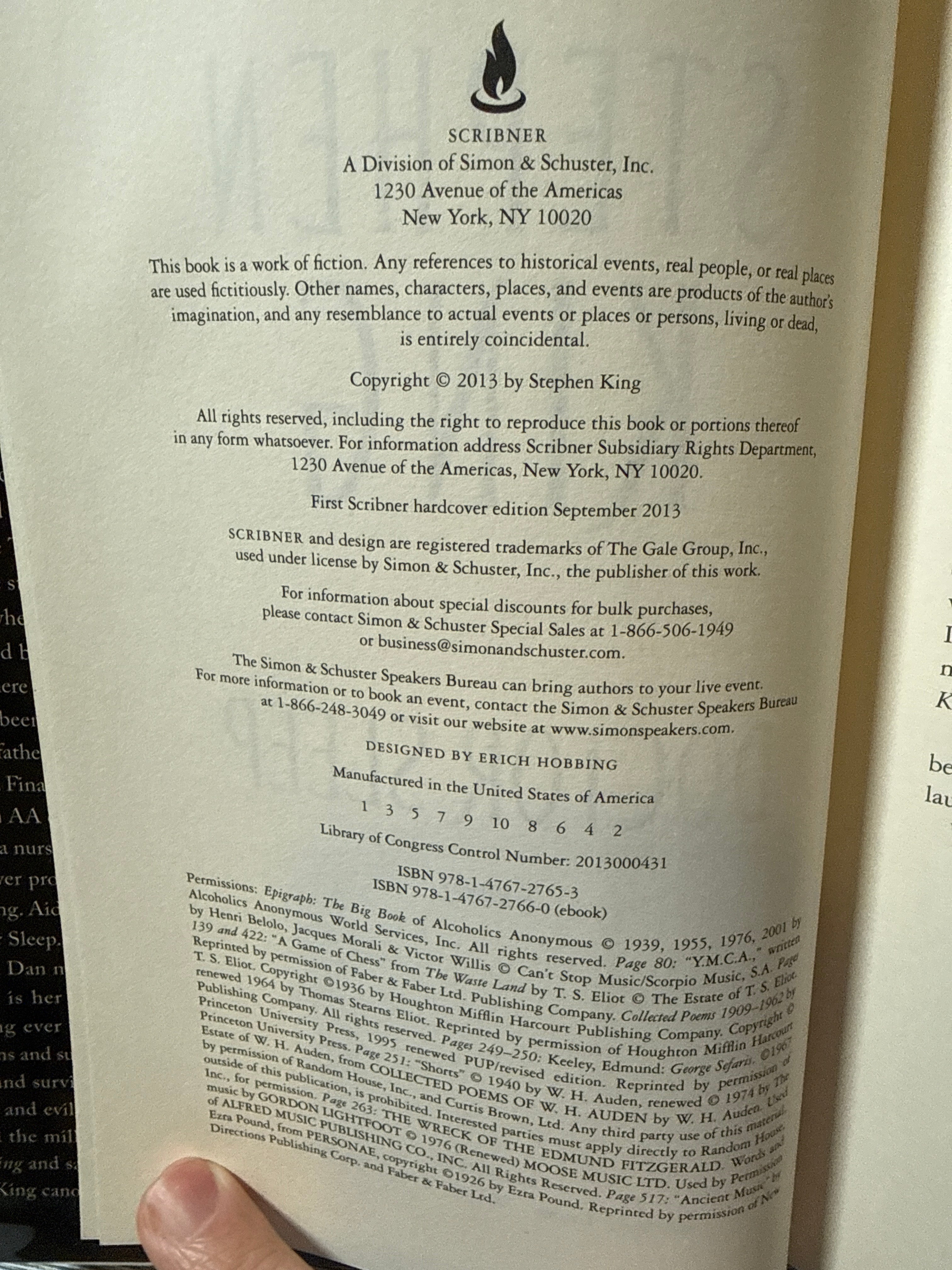 Doctor Sleep - Stephen King - First Edition Hardcover (2013) | Sequel to The Shining | Scribner