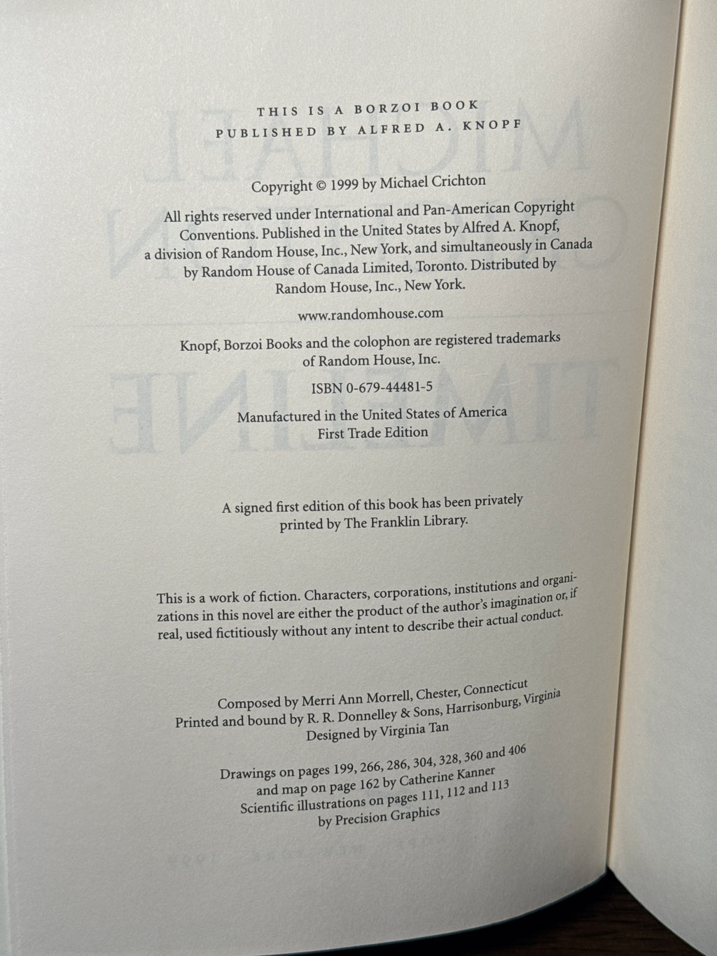 Timeline – Michael Crichton | First Trade Edition 1999 Hardcover w/ Dust Jacket | Borzoi Knopf