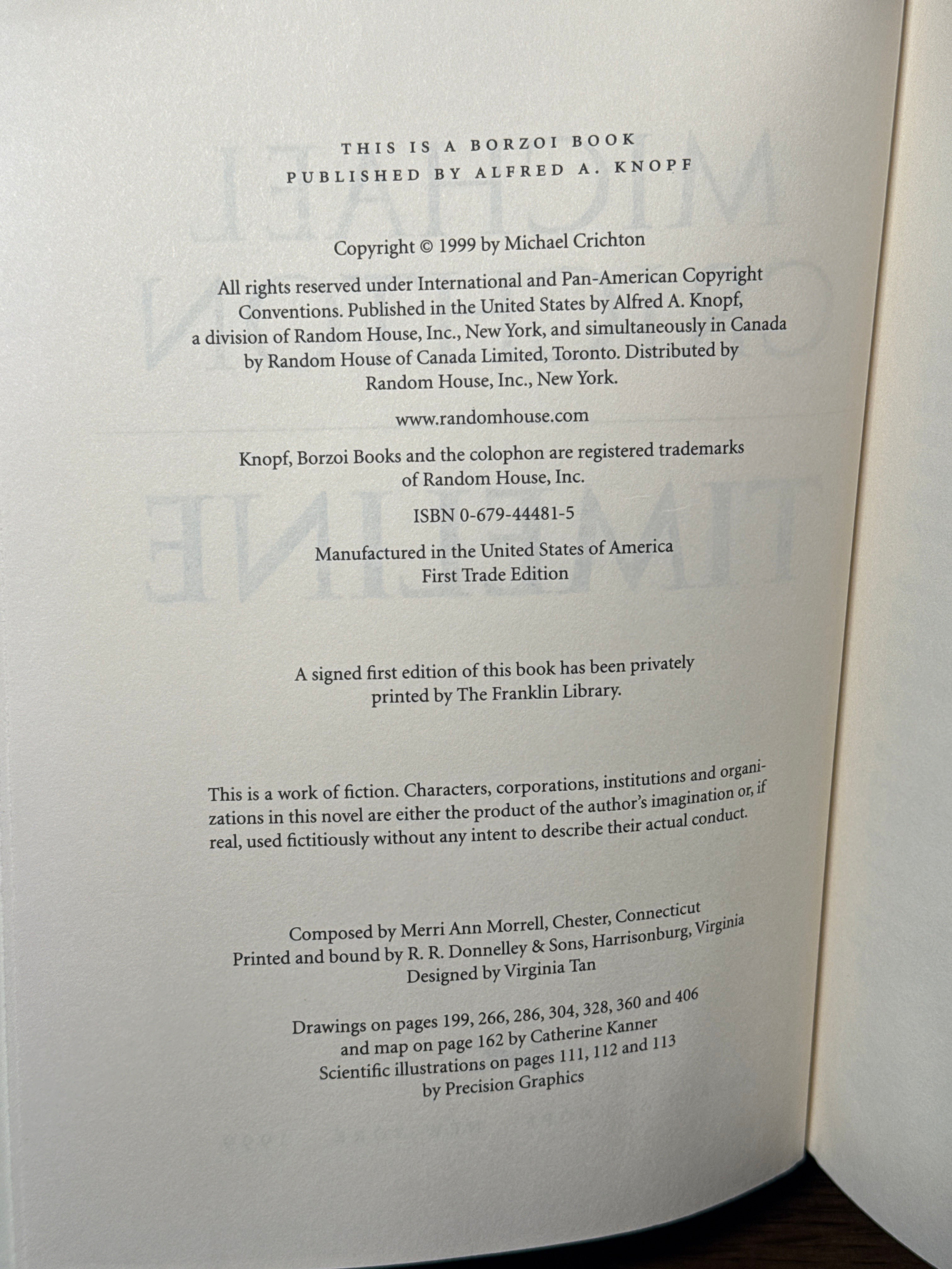 Timeline – Michael Crichton | First Trade Edition 1999 Hardcover w/ Dust Jacket | Borzoi Knopf