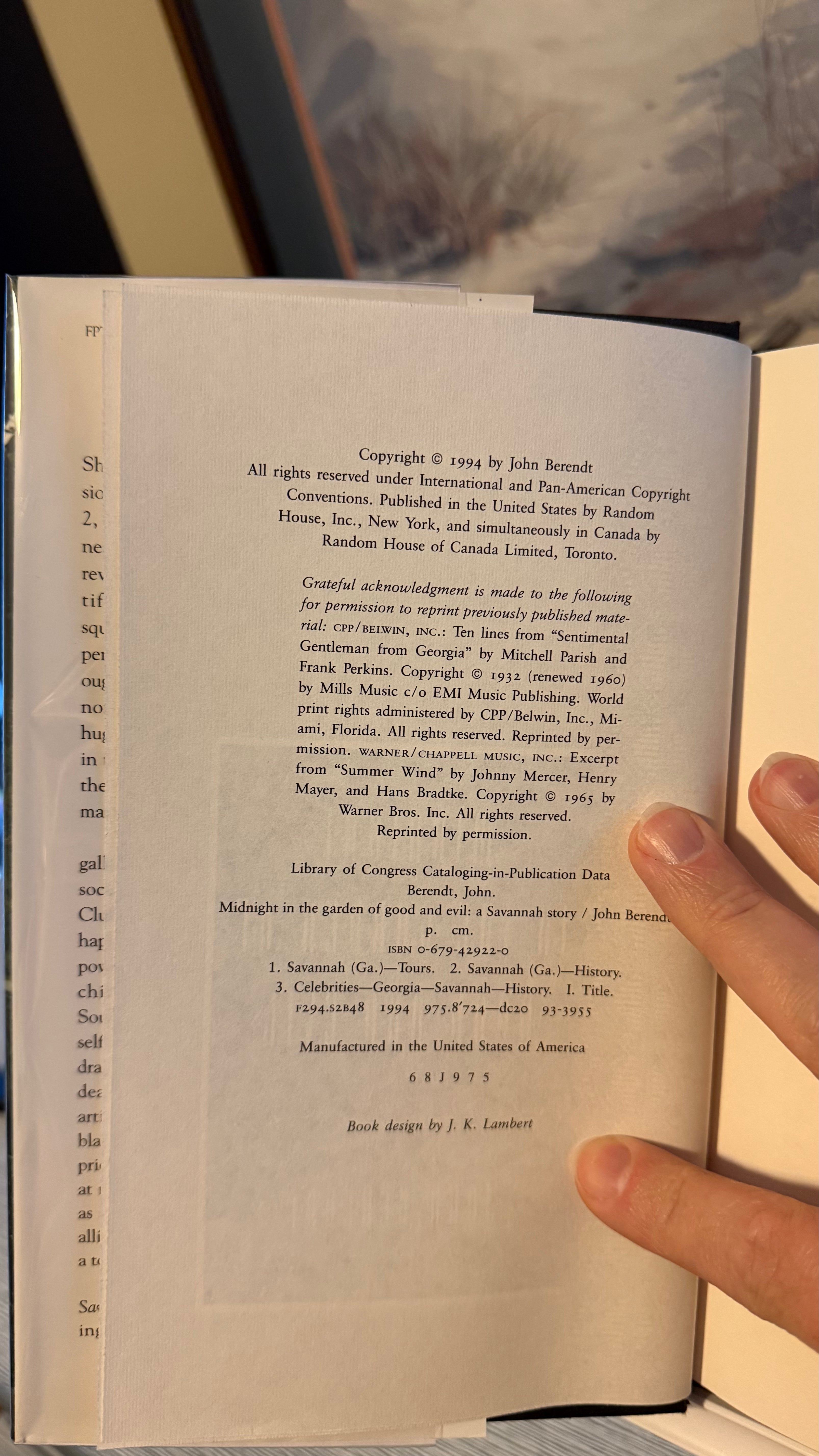 Midnight in the Garden of Good and Evil by John Berendt | First Edition 1994 Hardcover with Dust Jacket